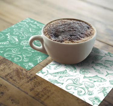 Texture coaster with seafood pattern design - TenStickers