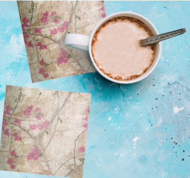 Texture coaster with textured floral motif - TenStickers