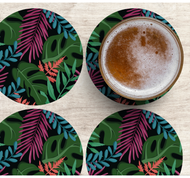 Texture coaster with tropical leaf patterns - TenStickers