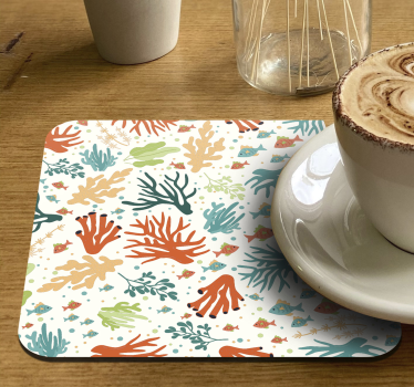 Texture coaster with vibrant coral designs - TenStickers