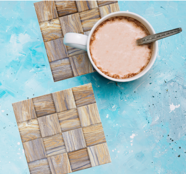Texture coaster woven wood design - TenStickers