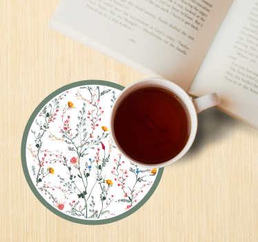Thin minimalistic garden flowers modern drink coaster - TenStickers