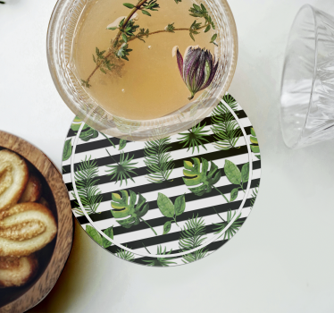 Tropical leaf texture coaster - TenStickers