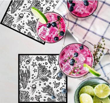 Underwater life elements texture coaster - TenStickers