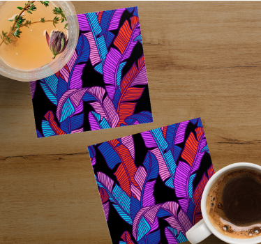 Vibrant leaf patterns texture coaster - TenStickers