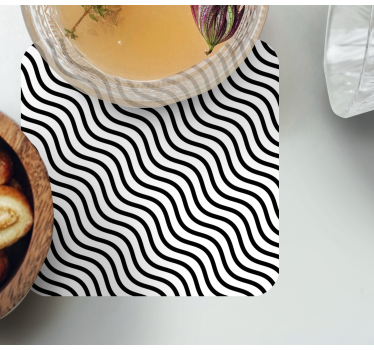 Wavy black pattern texture coaster - TenStickers