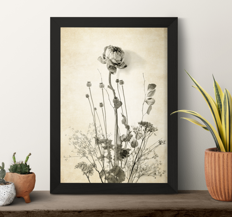 Bouquet of flowers on beige background poster - TenStickers