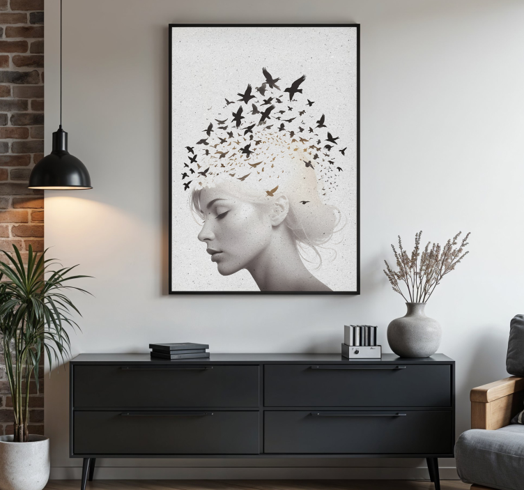Birds in head abstract poster - TenStickers