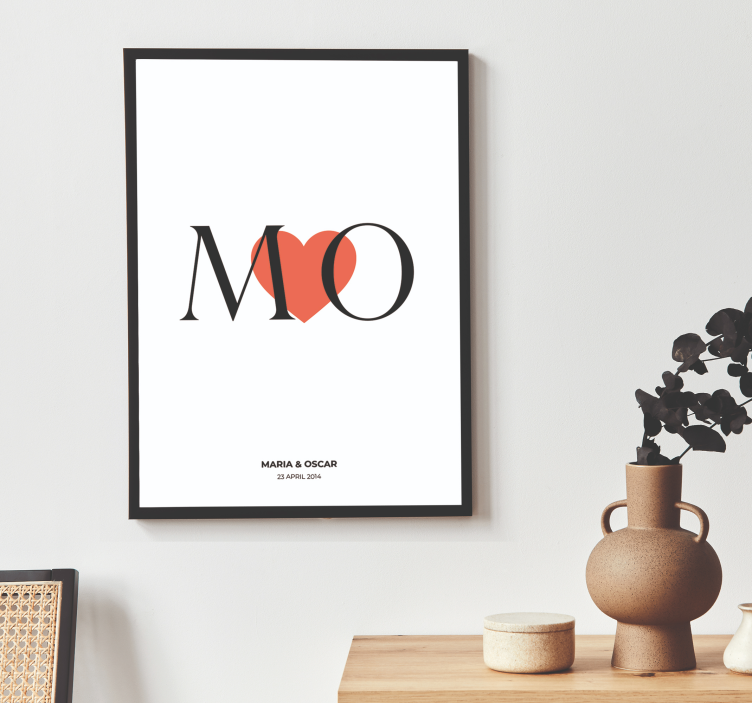 Initials custom love customisable poster - TenStickers