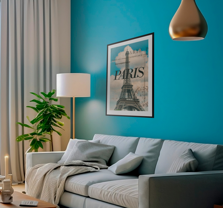 Paris postcard living room poster - TenStickers