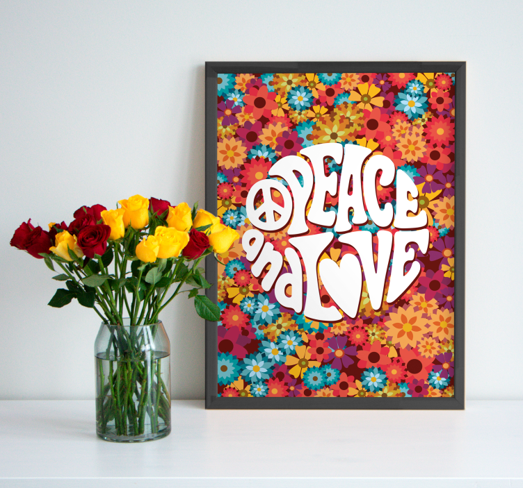 peace and love flower poster - TenStickers