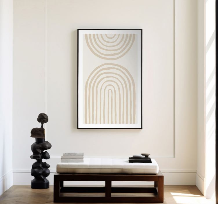Soft Lines In Beige Abstract Wall Poster - TenStickers