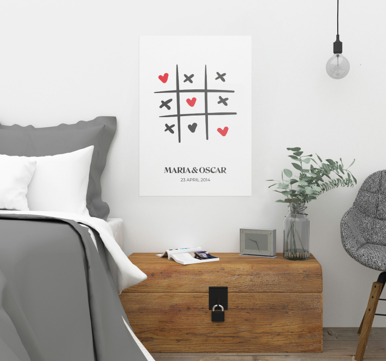 Tic tac toe love customisable poster - TenStickers
