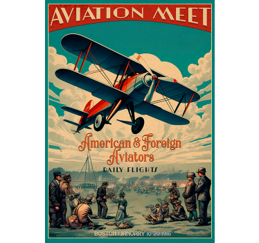 Aviation meet vintage poster for wall - TenStickers