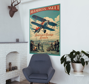 Aviation meet vintage poster for wall - TenStickers