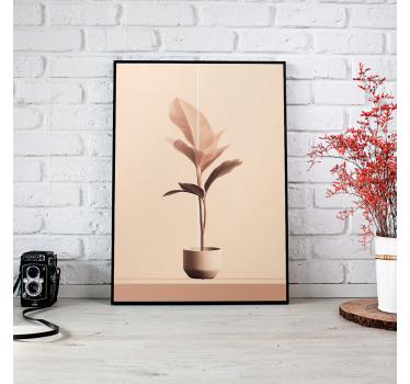 vertical plant in beige colors minimalist poster - TenStickers