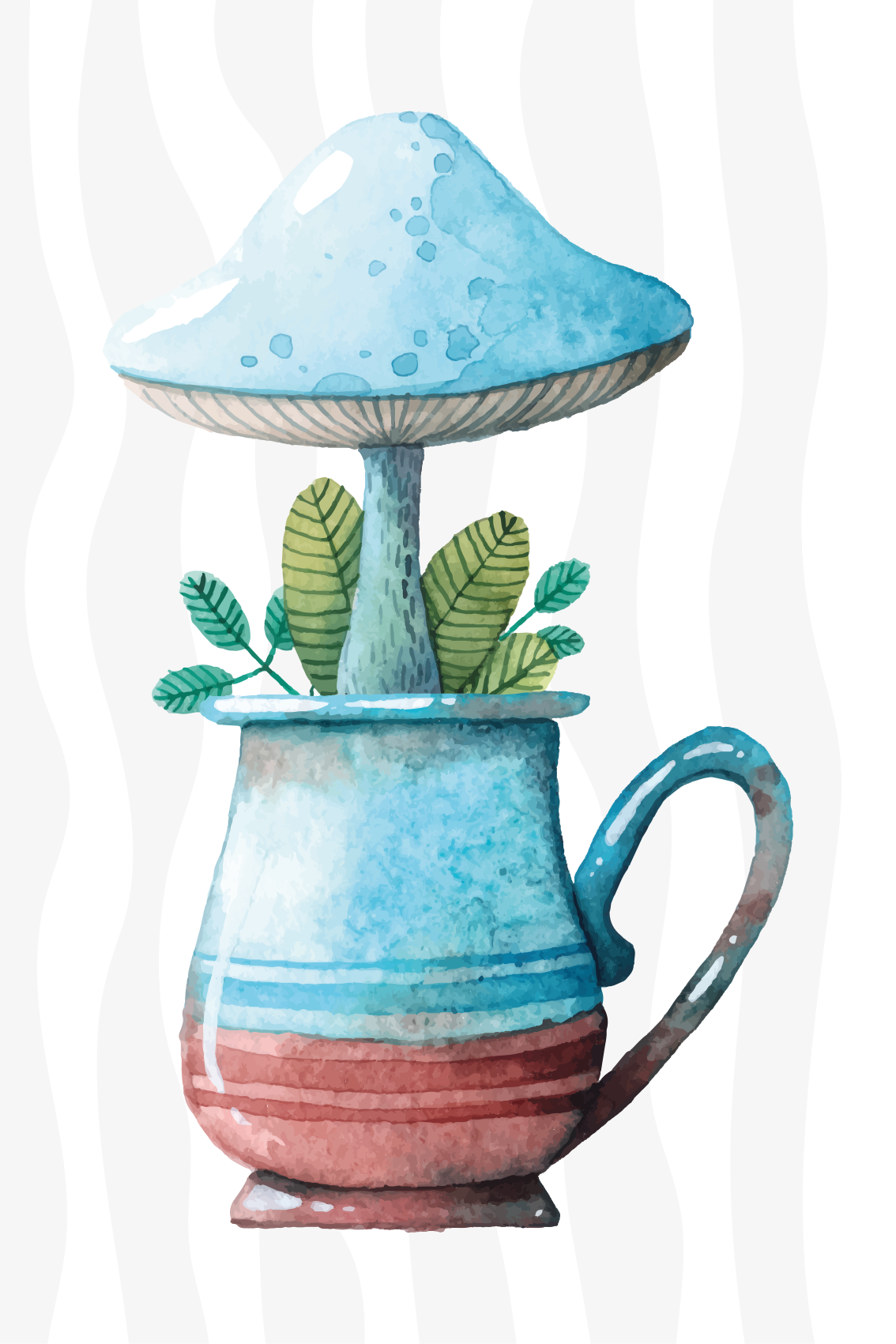 Cute mushroom design in cup kitchen poster - TenStickers