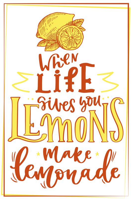 Kitchen poster life is sweet with lemon sketch - TenStickers