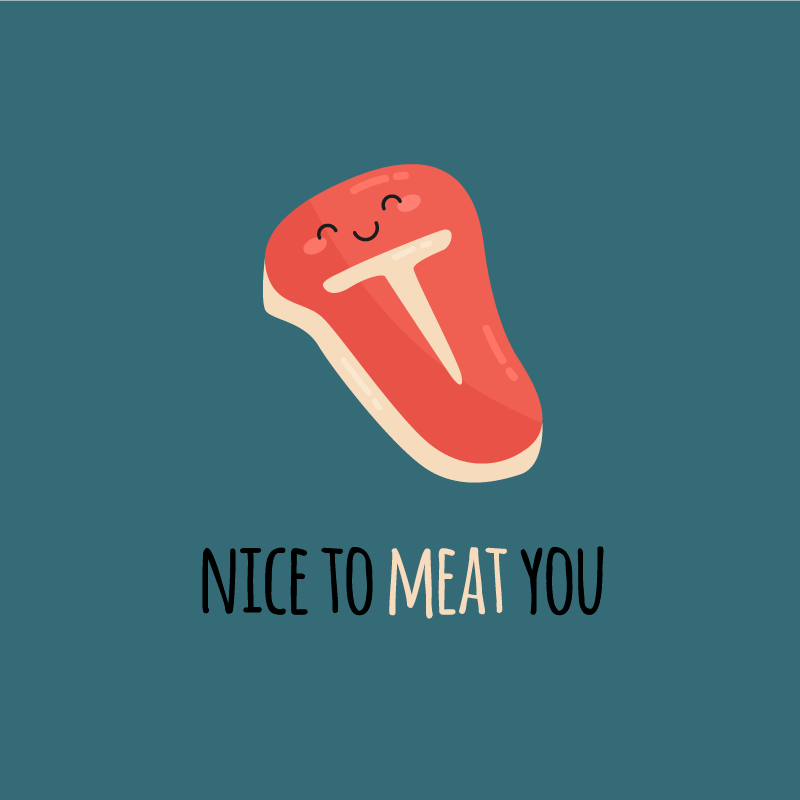 Kitchen poster nice to meat you food funny quotes - TenStickers