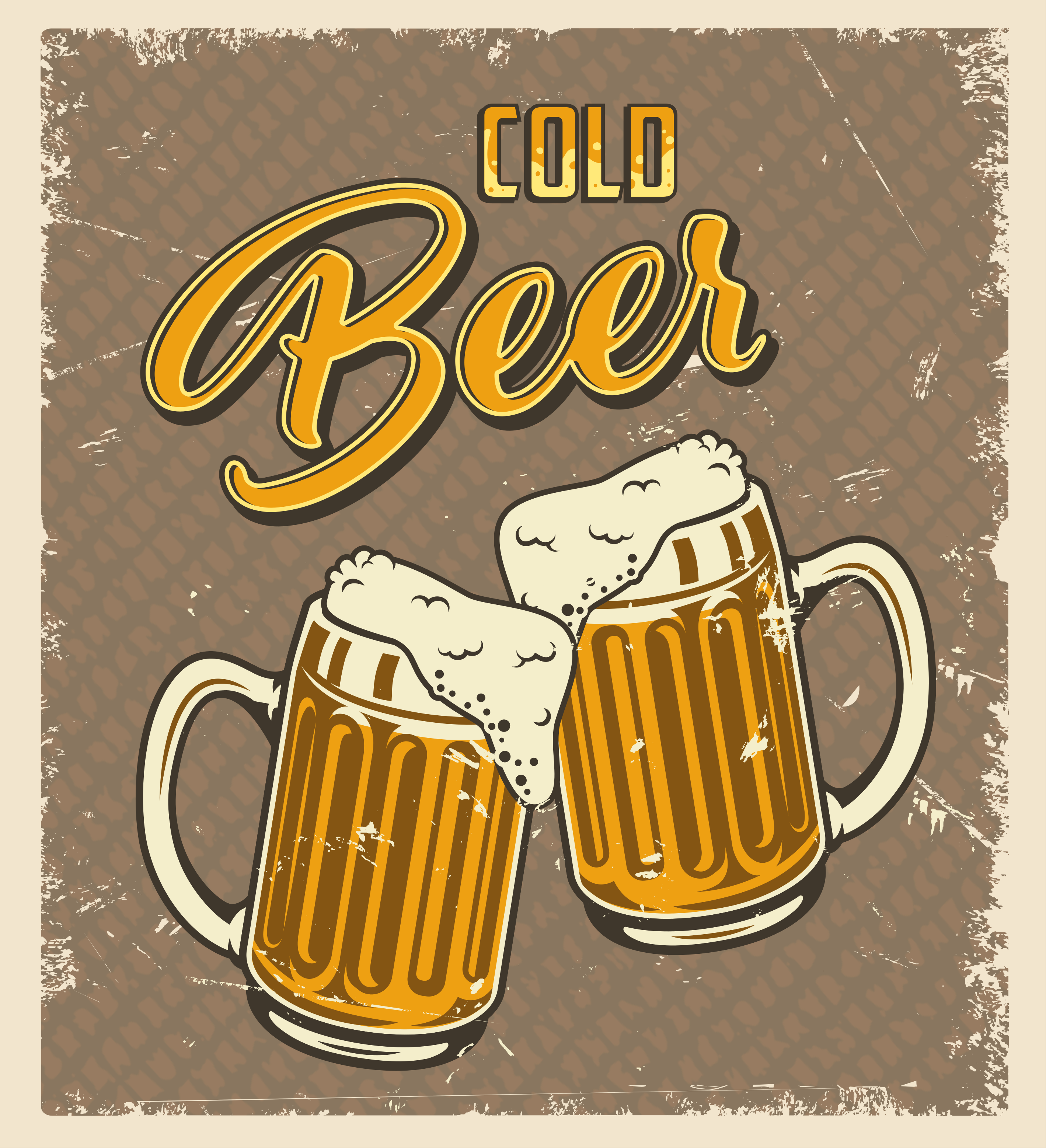 Kitchen poster with vintage beer distressed look - TenStickers
