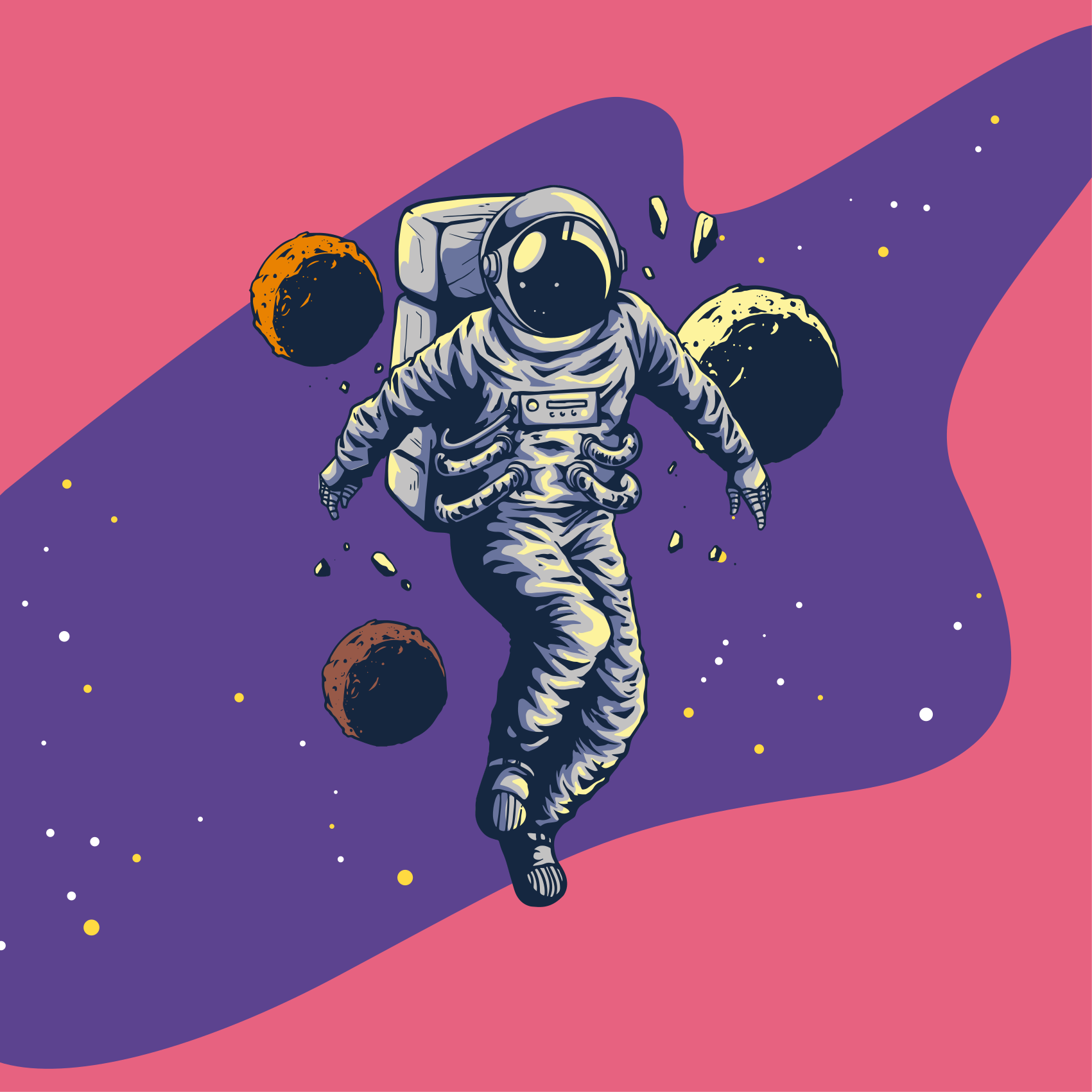 Teenager poster of hand-drawn flying astronaut - TenStickers
