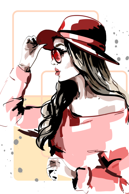 Living room poster women with hats - TenStickers