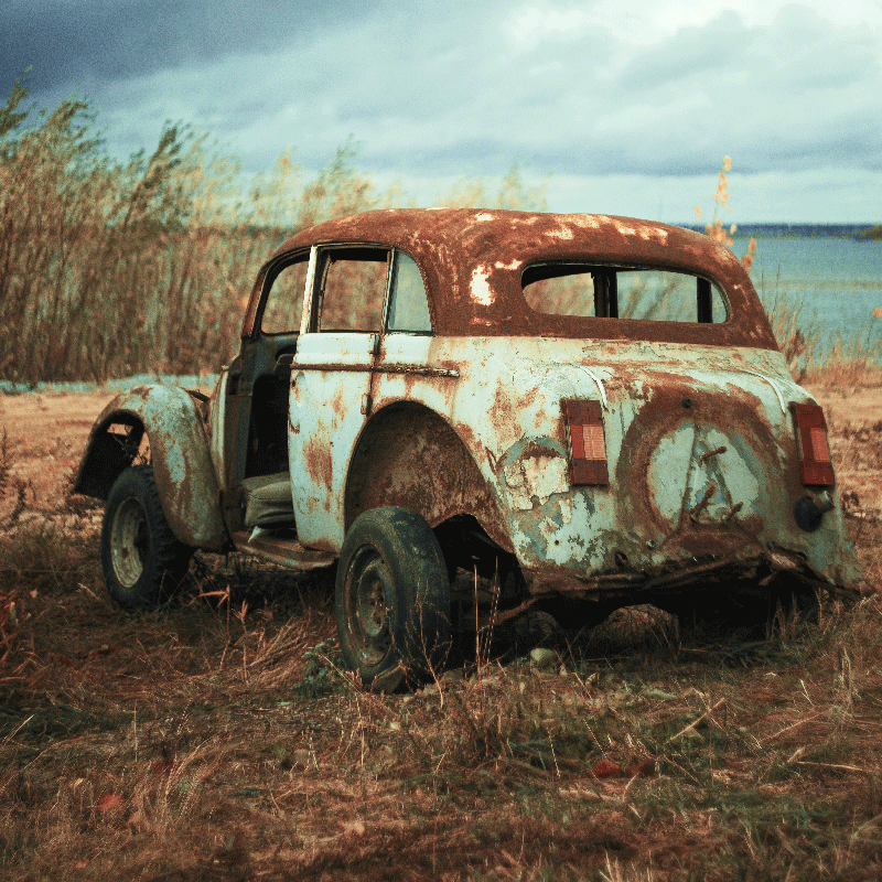 Living room poster of a rustic car in the fields - TenStickers