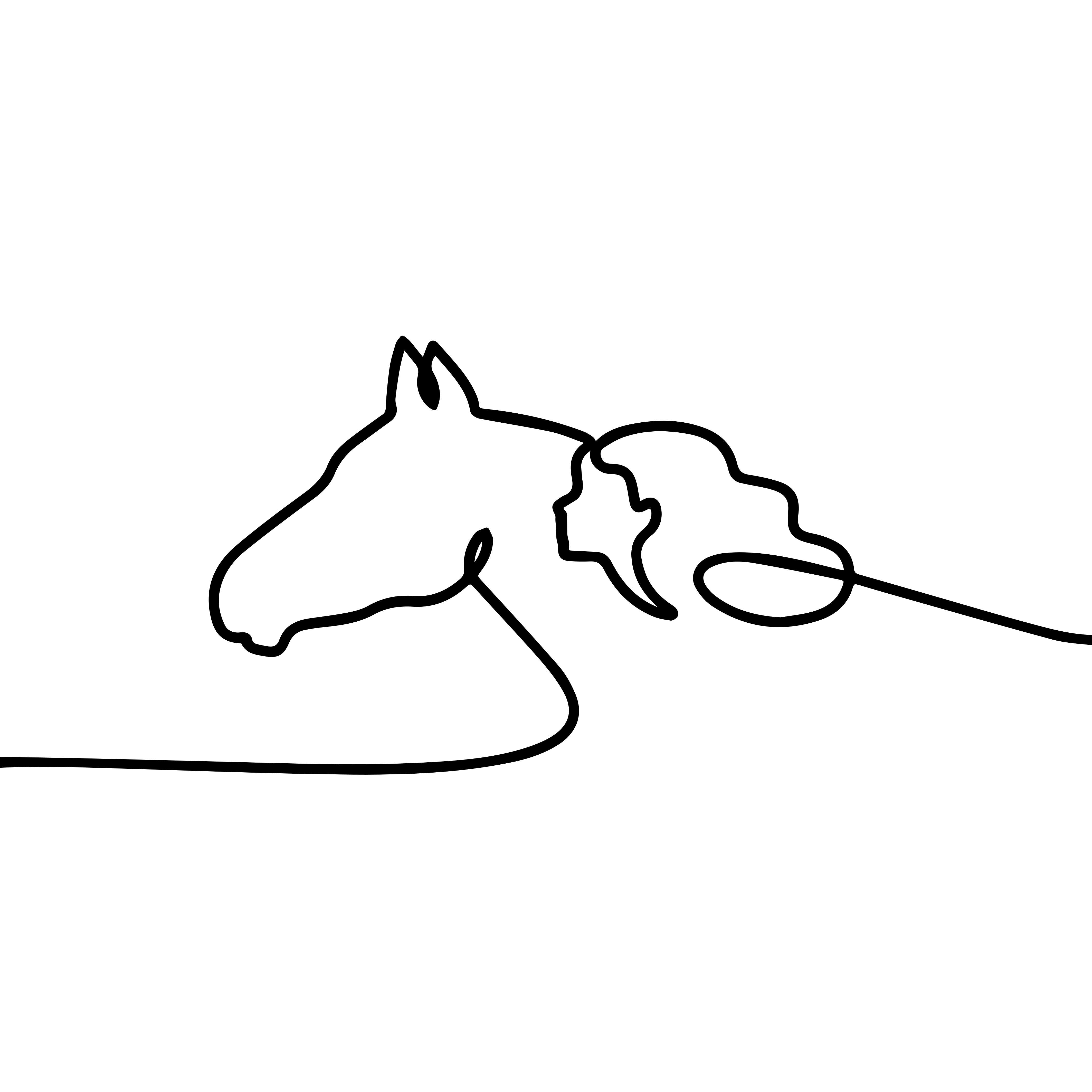 Living room poster of woman with horses line art - TenStickers