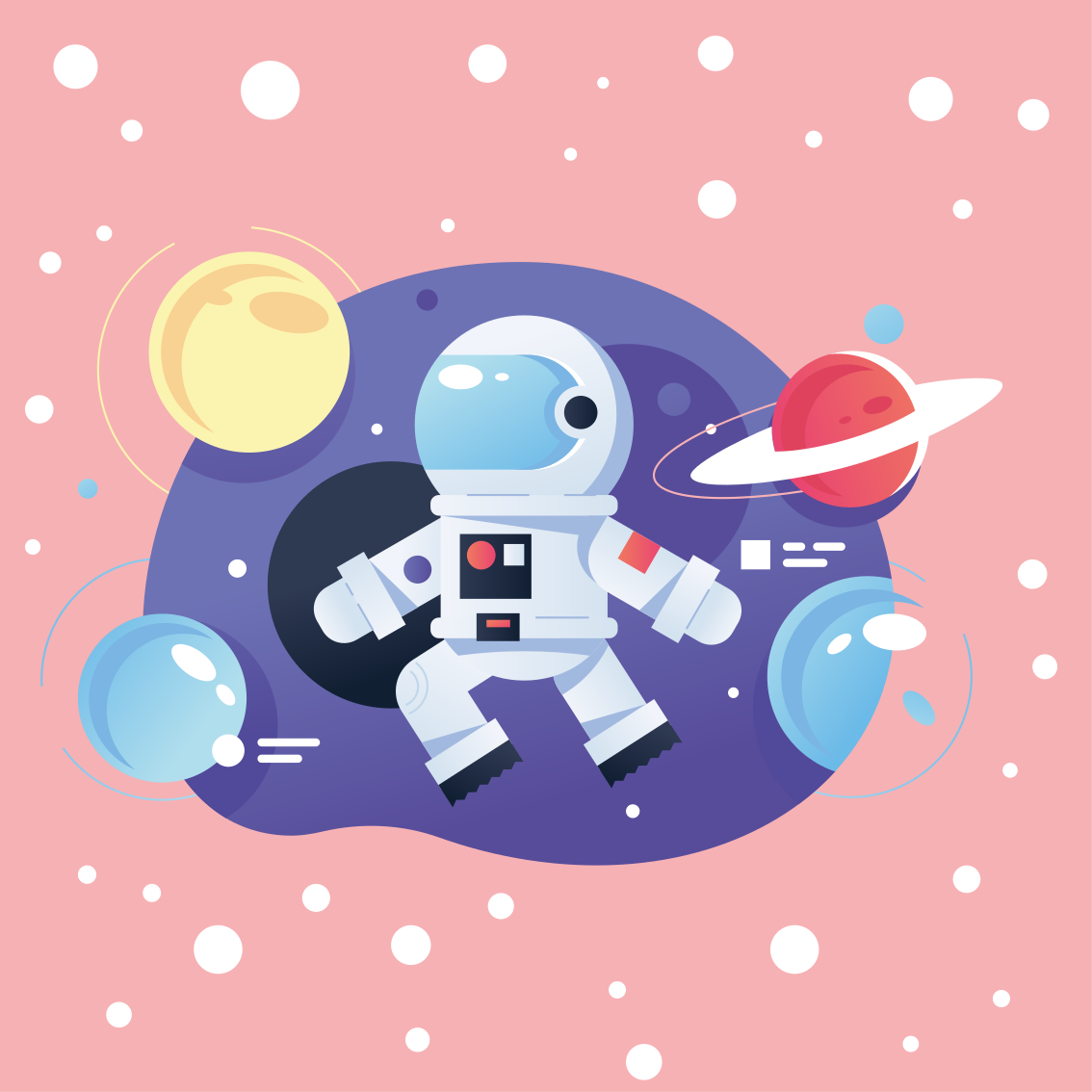 Nursery poster of cartoon spaceman symbols - TenStickers