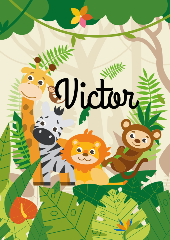 Nursery poster custom jungle animals print - TenStickers