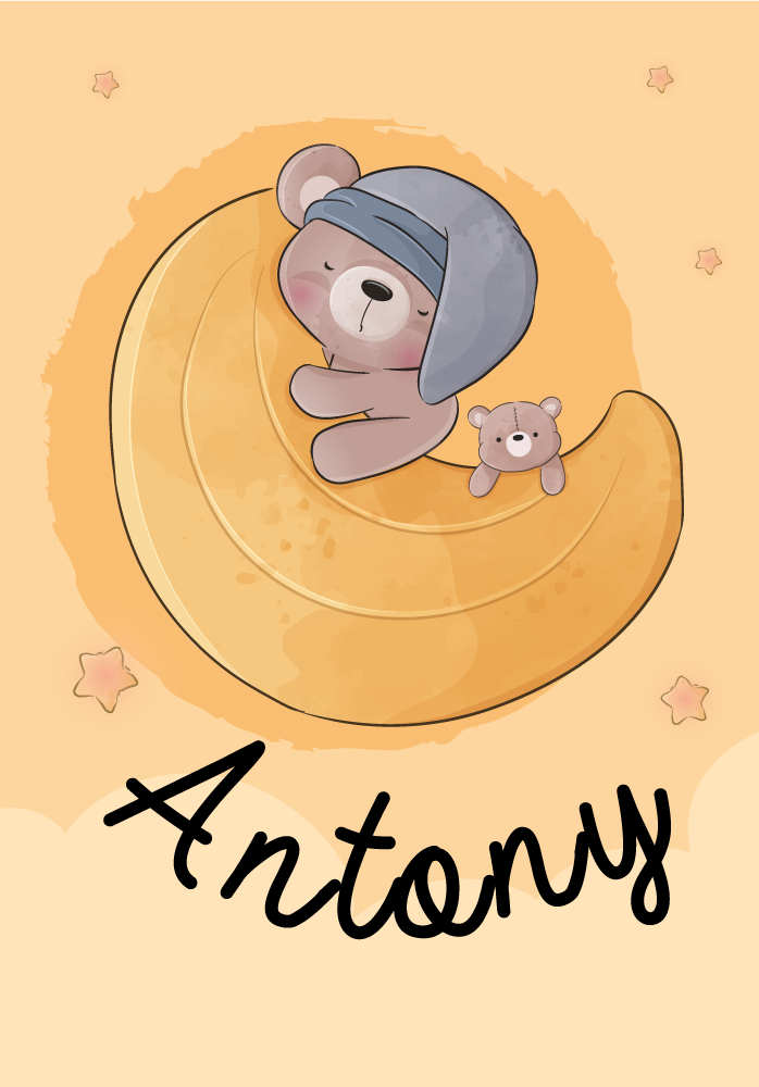 Nursery poster teddy bear among stars - TenStickers