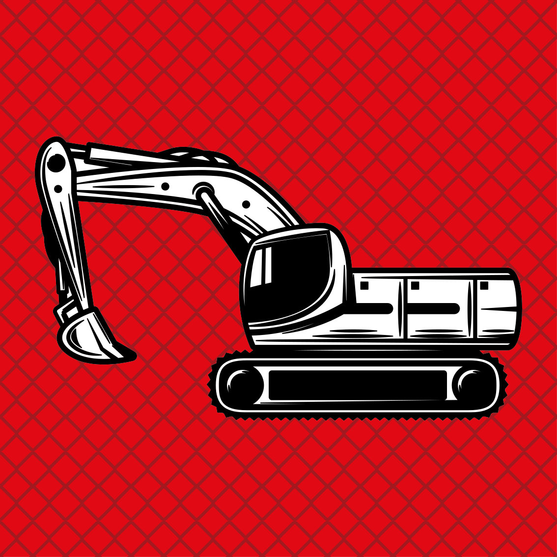 Nursery poster monochrome big excavator - TenStickers