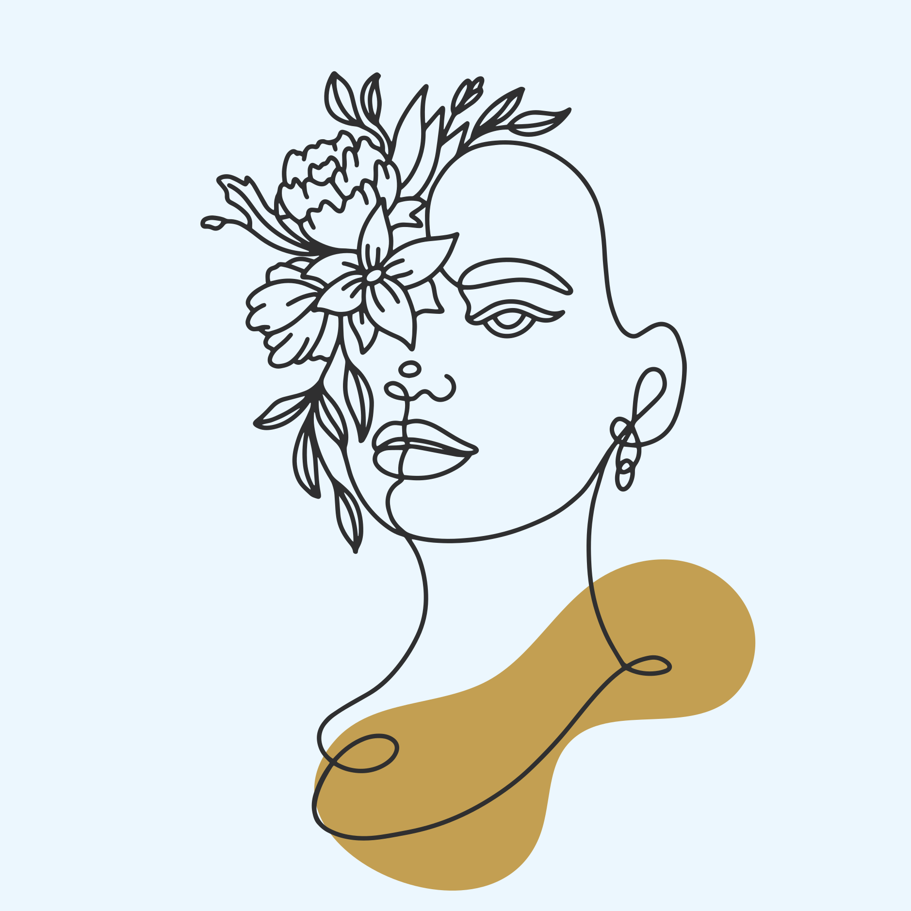 Flower poster abstract woman lines art - TenStickers