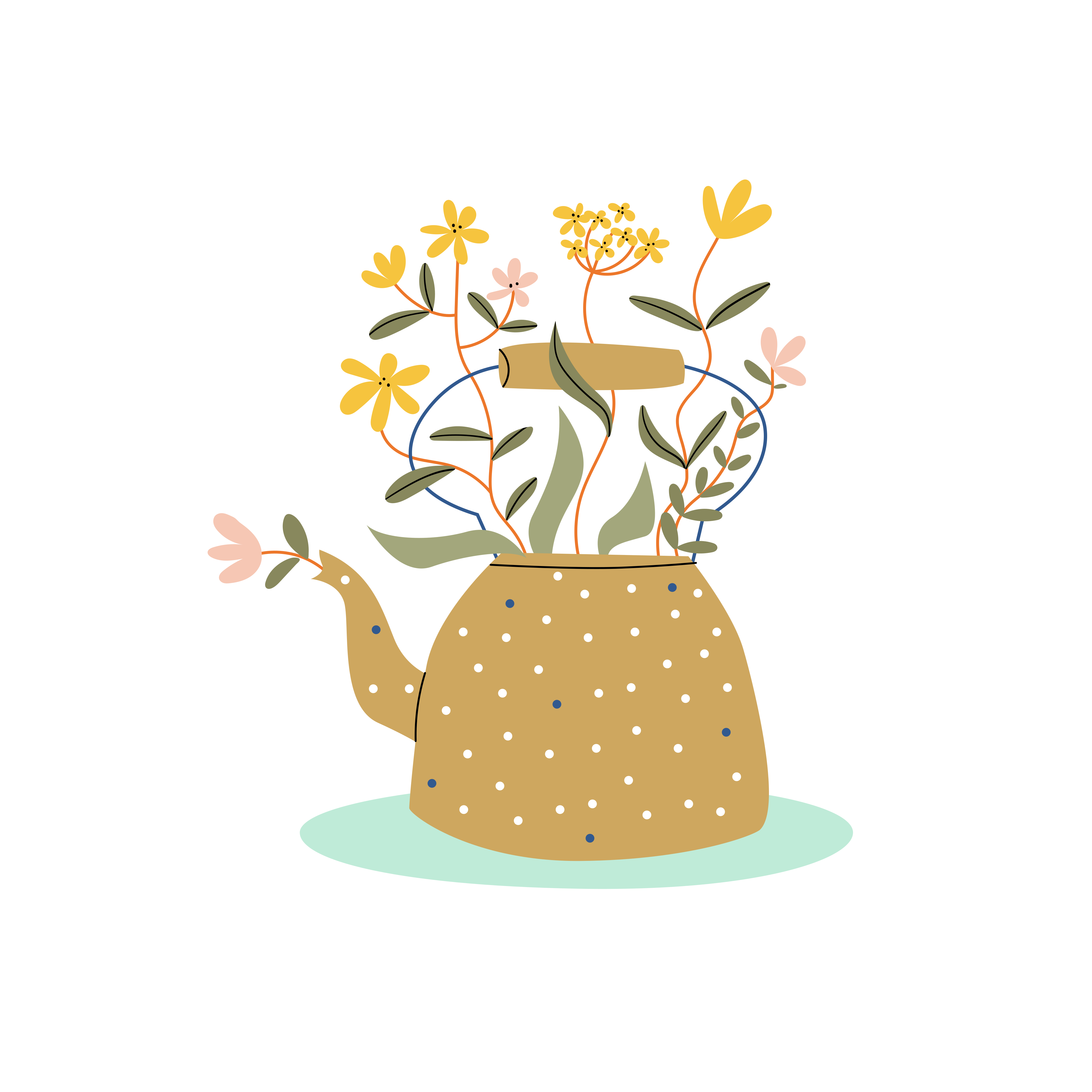 Flower poster abstract watering can art print - TenStickers