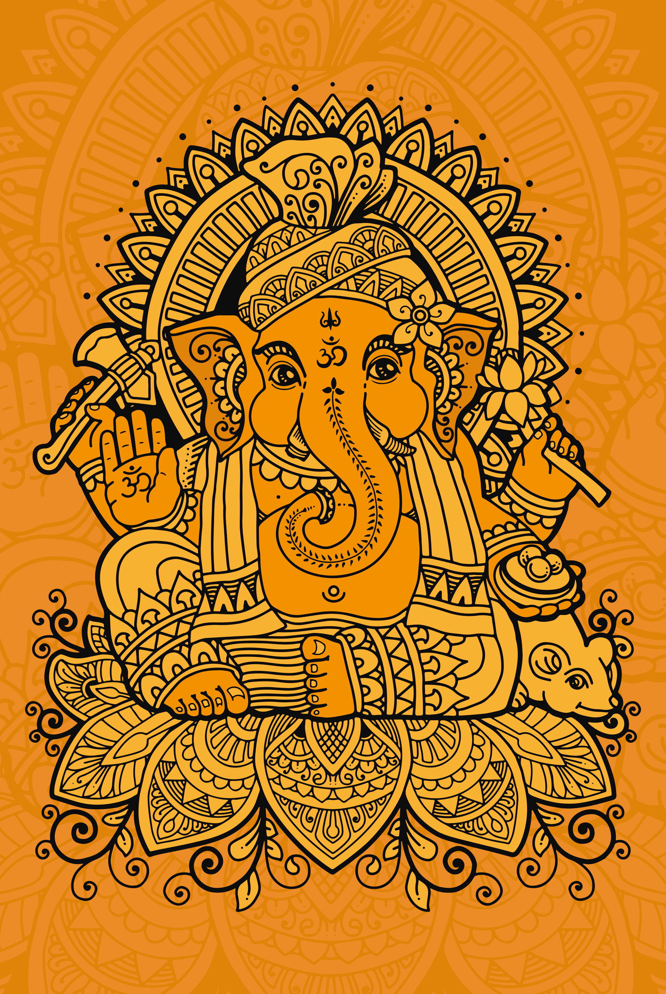 Zen poster mandala featuring ganesha centerpiece - TenStickers