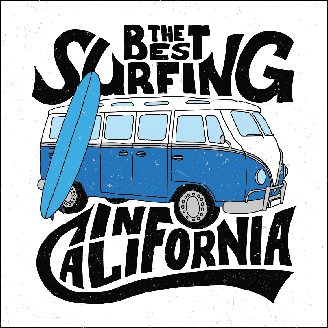 Sports poster surfing california van artwork - TenStickers