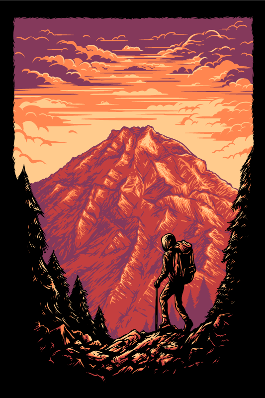 Landscape poster mountain adventure - TenStickers