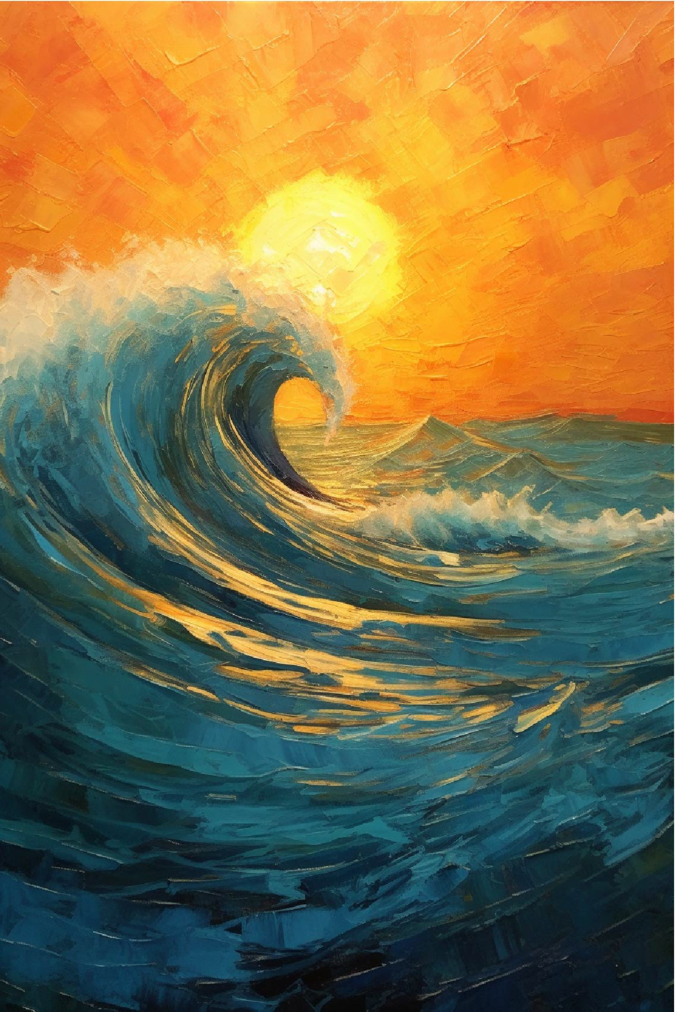 Landscape poster sunrise wave artwork - TenStickers