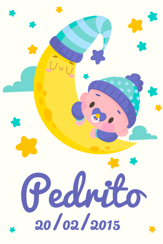 Customisable poster sleeping baby moon - TenStickers