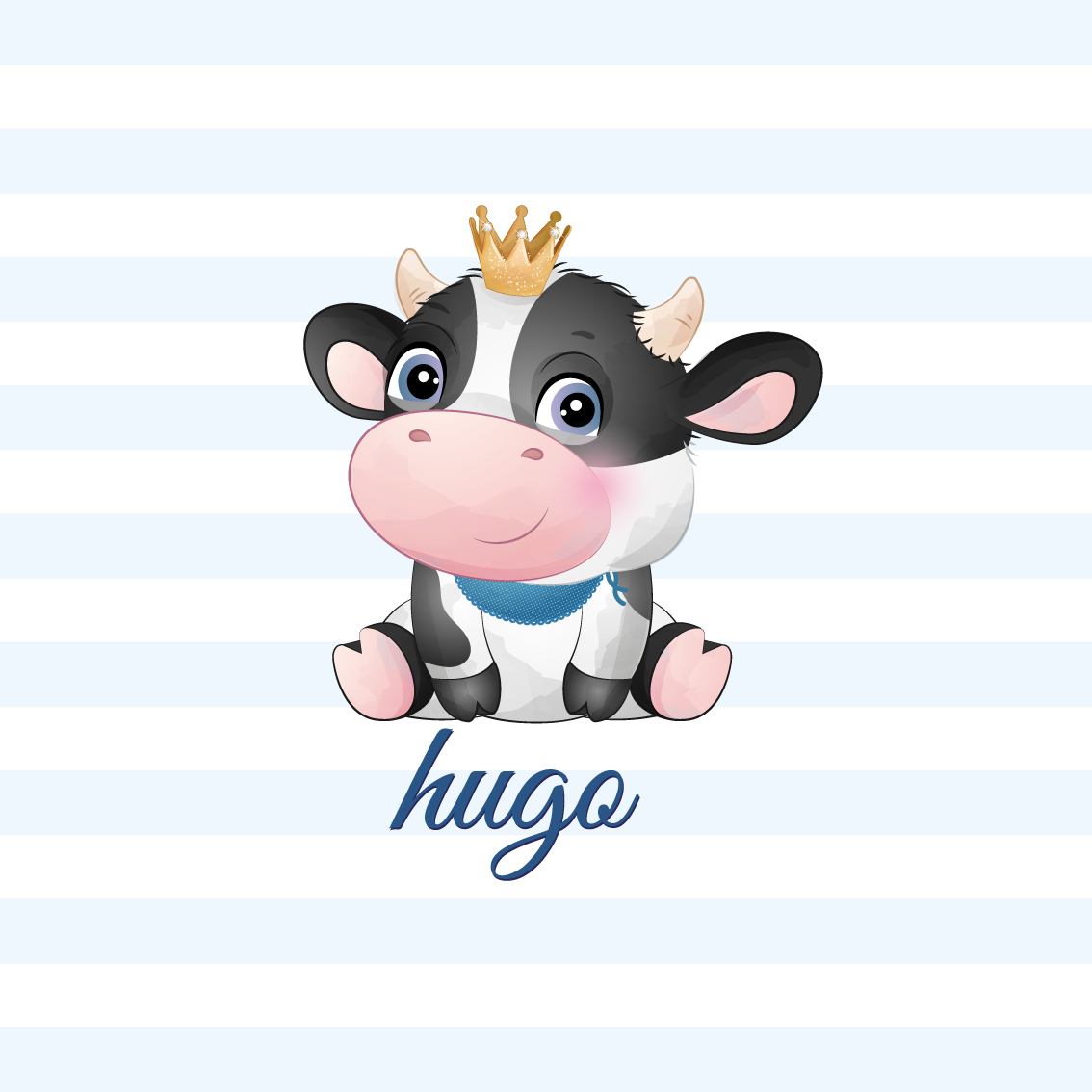 Customisable poster cute crowned cow - TenStickers
