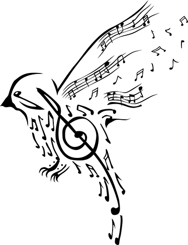 Music poster decorative vinyl bird musical notes - TenStickers