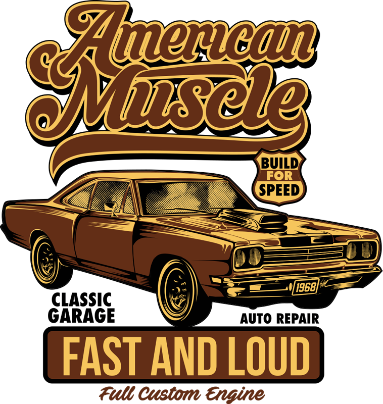 Vintage poster american classic car decor vinyl - TenStickers