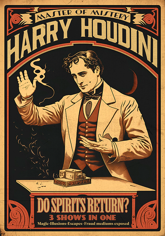 Vintage poster of houdini's magic mystique - TenStickers