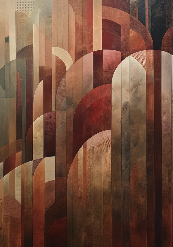 Abstract poster with crimson shapes - TenStickers