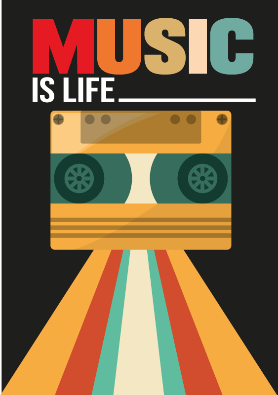 "music quote inspires every note music poster" - TenStickers