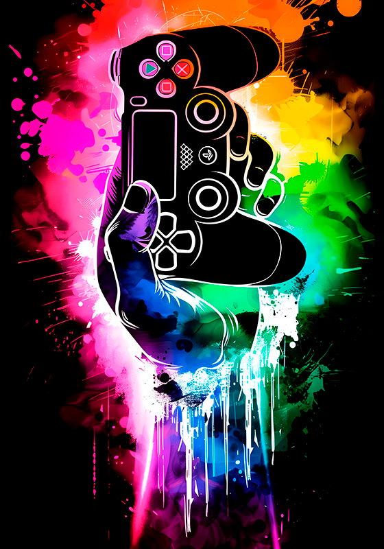 Video game poster gamer explosion - TenStickers