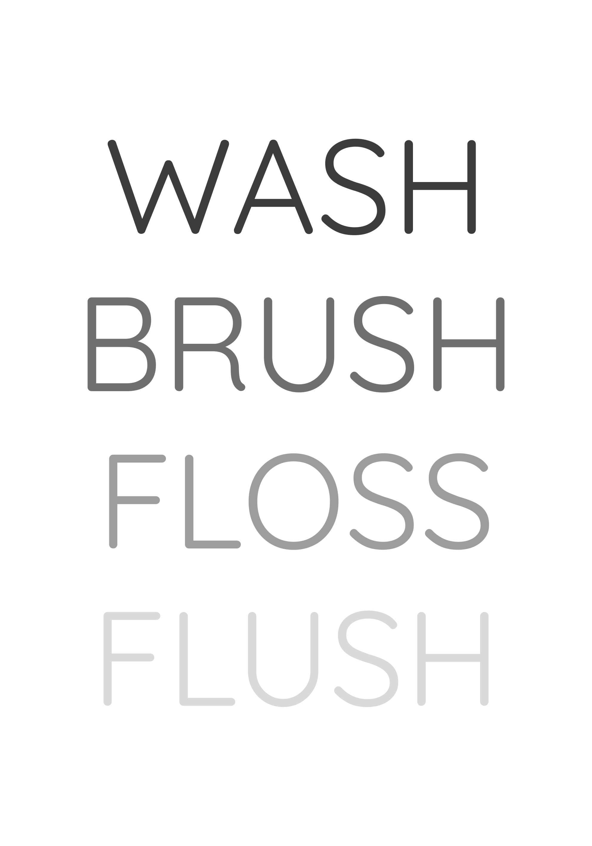 Quote poster: clean, brush, floss, flush - TenStickers