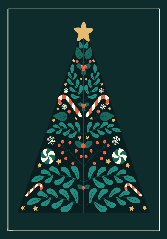 Christmas poster featuring a christmas tree - TenStickers