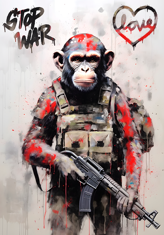 Art poster of soldier monkey - TenStickers