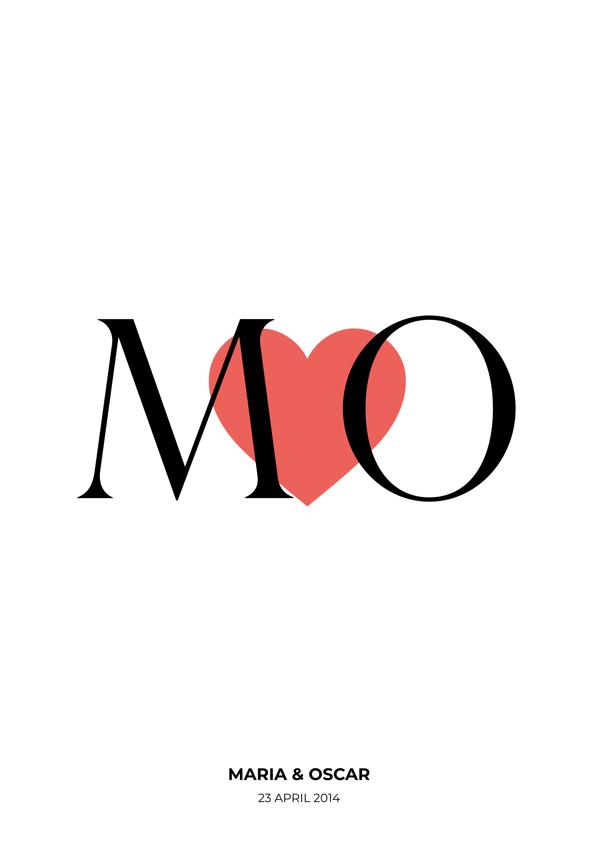 Initials custom love customisable poster - TenStickers